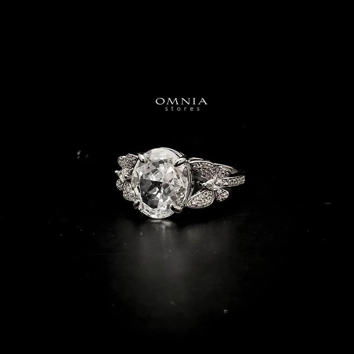 Omnia Maysun Pure White Ring in 92.5 Silver with High Quality Simulated Diamonds - OMNIASTORES UAE