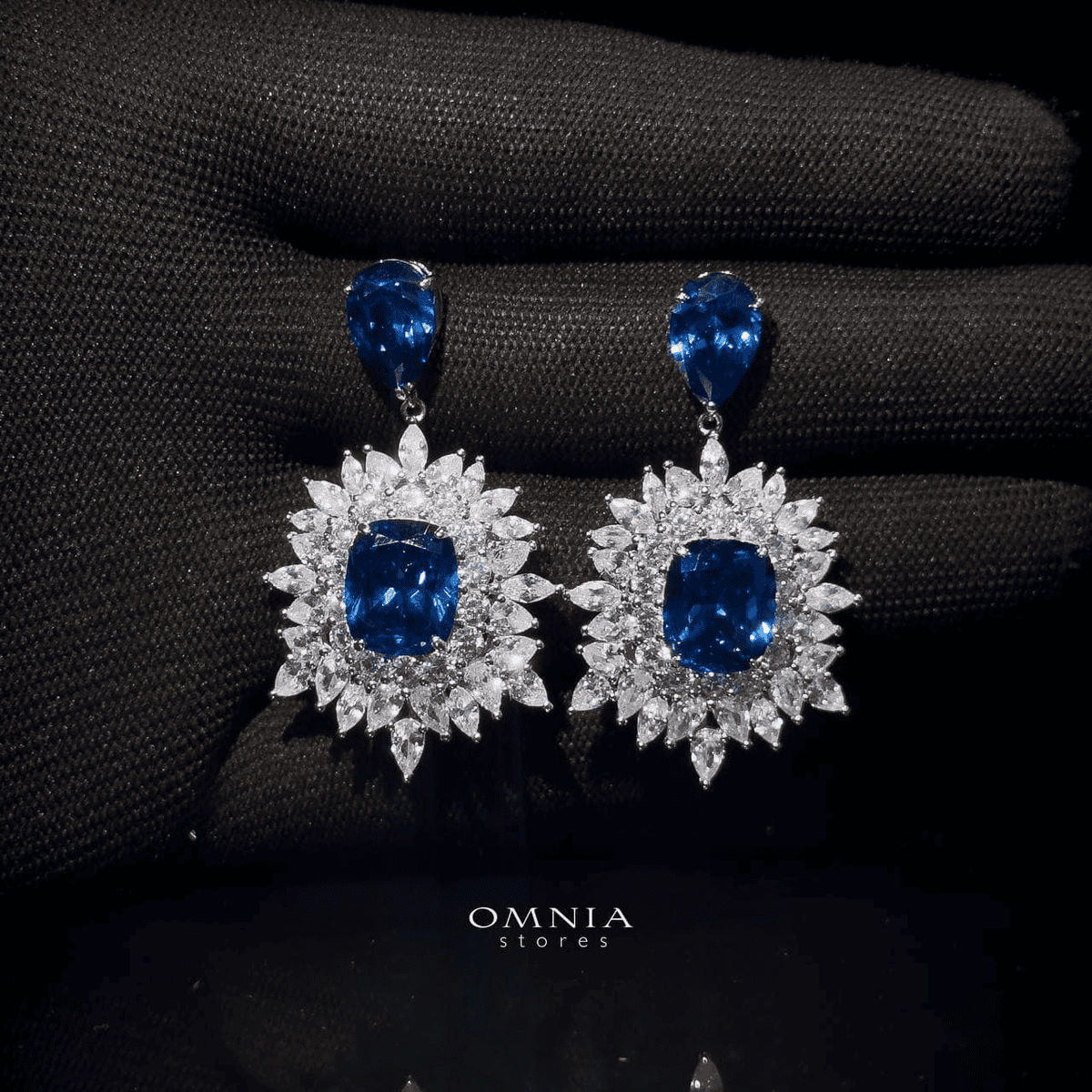 Omnia Thalia Blue Earring in 92.5 Silver High Quality Simulated diamonds - OMNIASTORES UAE