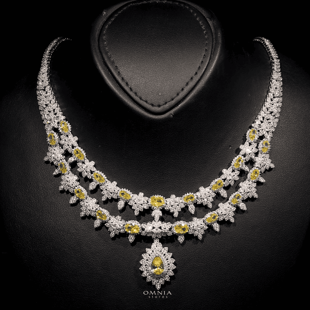 Omnia Osha Yellow Bridal Full Set in 925 Silver High Quality Simulated Diamonds - OMNIASTORES UAE