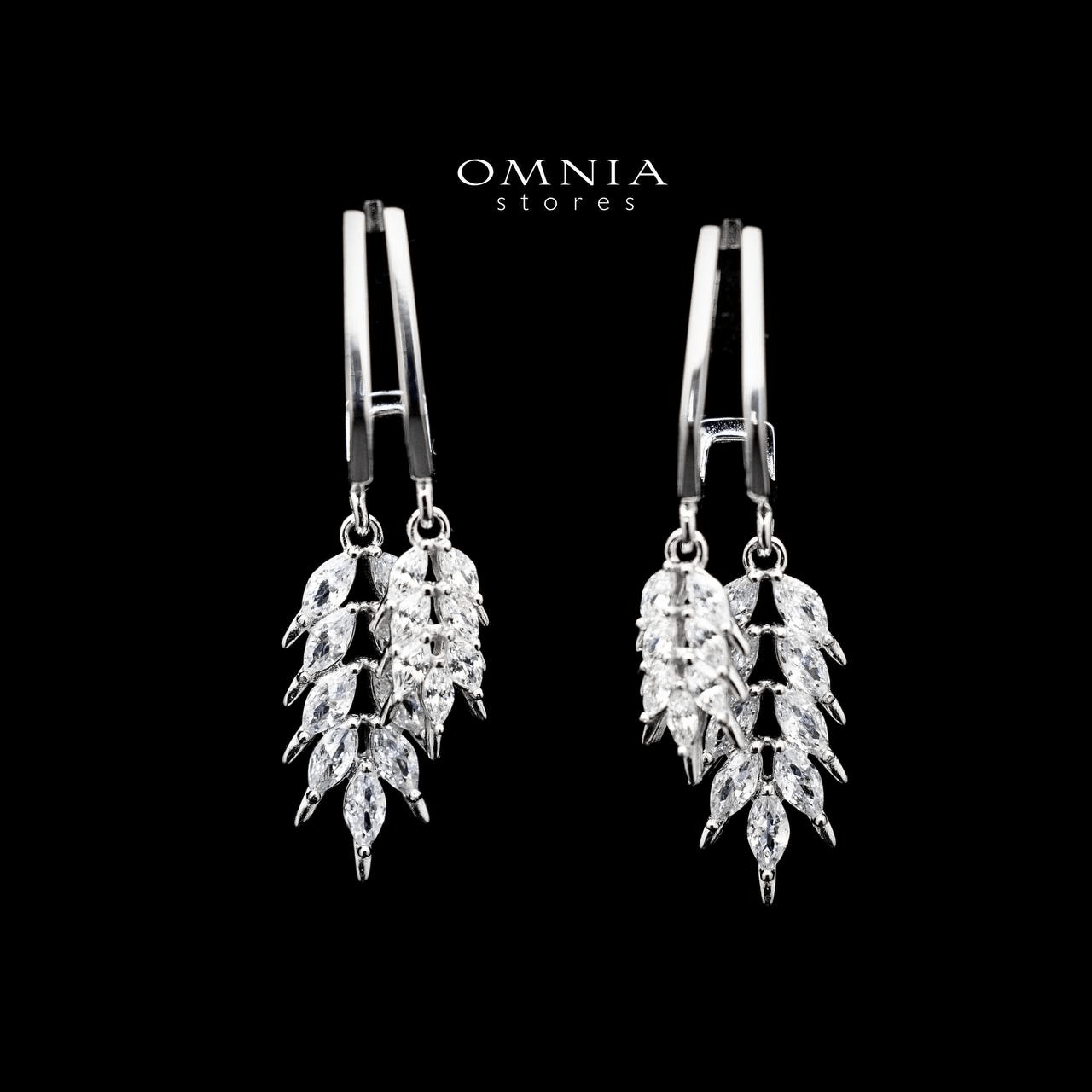 Omnia Ghayda Leaf Drop Earrings in 92.5 Silver With High Quality Moissanite Stone - OMNIASTORES UAE