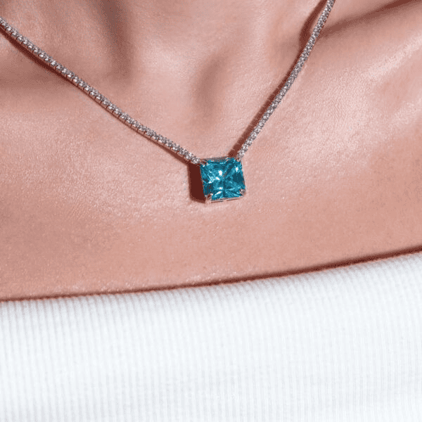 Omnia Bettina Sky Blue Necklace 925 Silver in High Quality Simulated Diamonds - OMNIASTORES UAE
