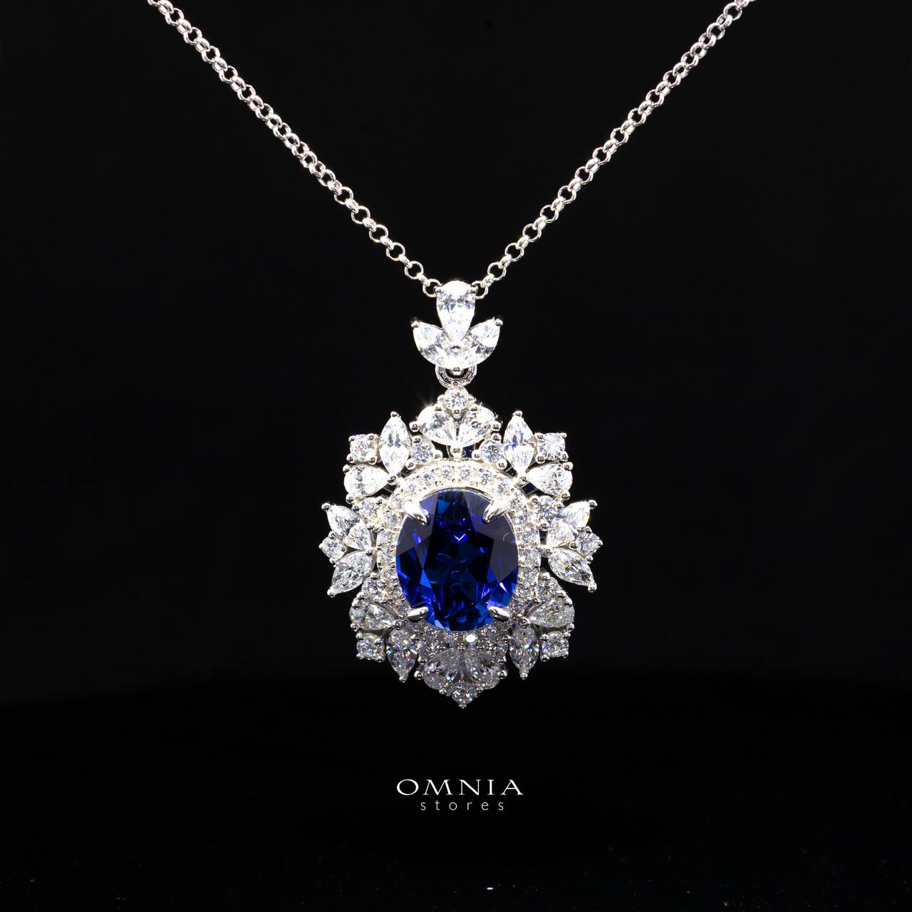 Lindsay Blue Lab-Grown Sapphire Set with GRC Certificate, Oval 12×16mm in 925 Sterling Silver