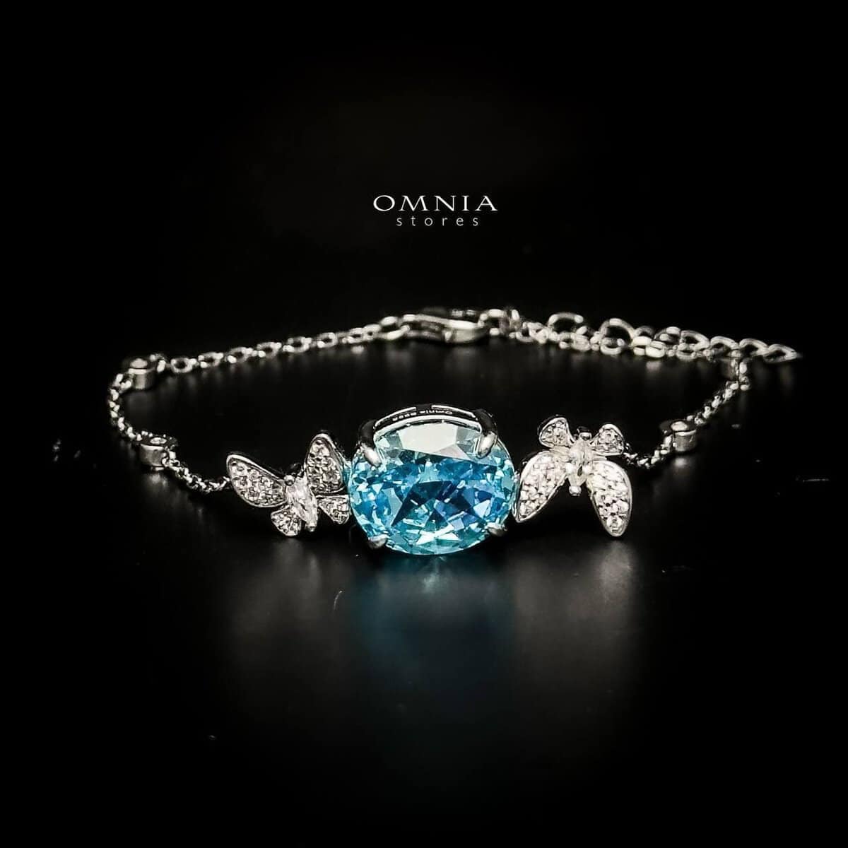 Omnia Maysun Baby Blue Bracelet in 92.5 Silver with High Quality Simulated Diamonds - OMNIASTORES UAE