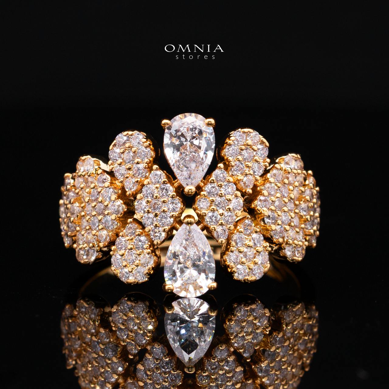 Jazlyn Gold Luxury Bridal Full Set in Premium High-Quality Zircon Stone with Rhodium-Plated