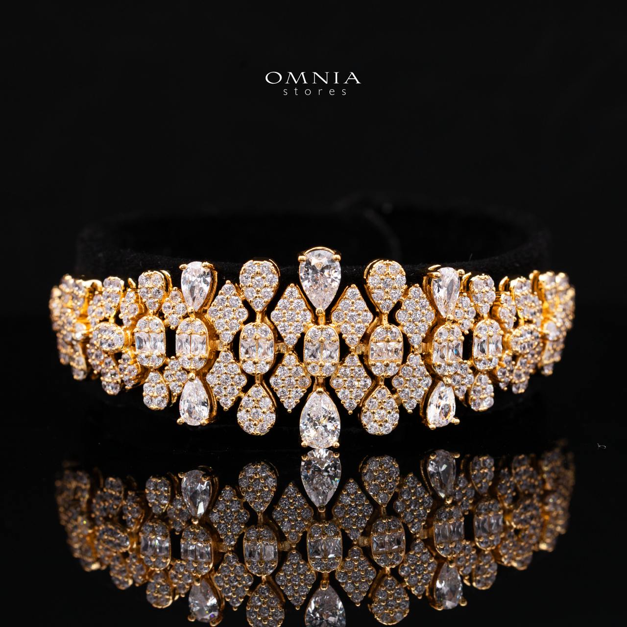 Jazlyn Gold Luxury Bridal Full Set in Premium High-Quality Zircon Stone with Rhodium-Plated