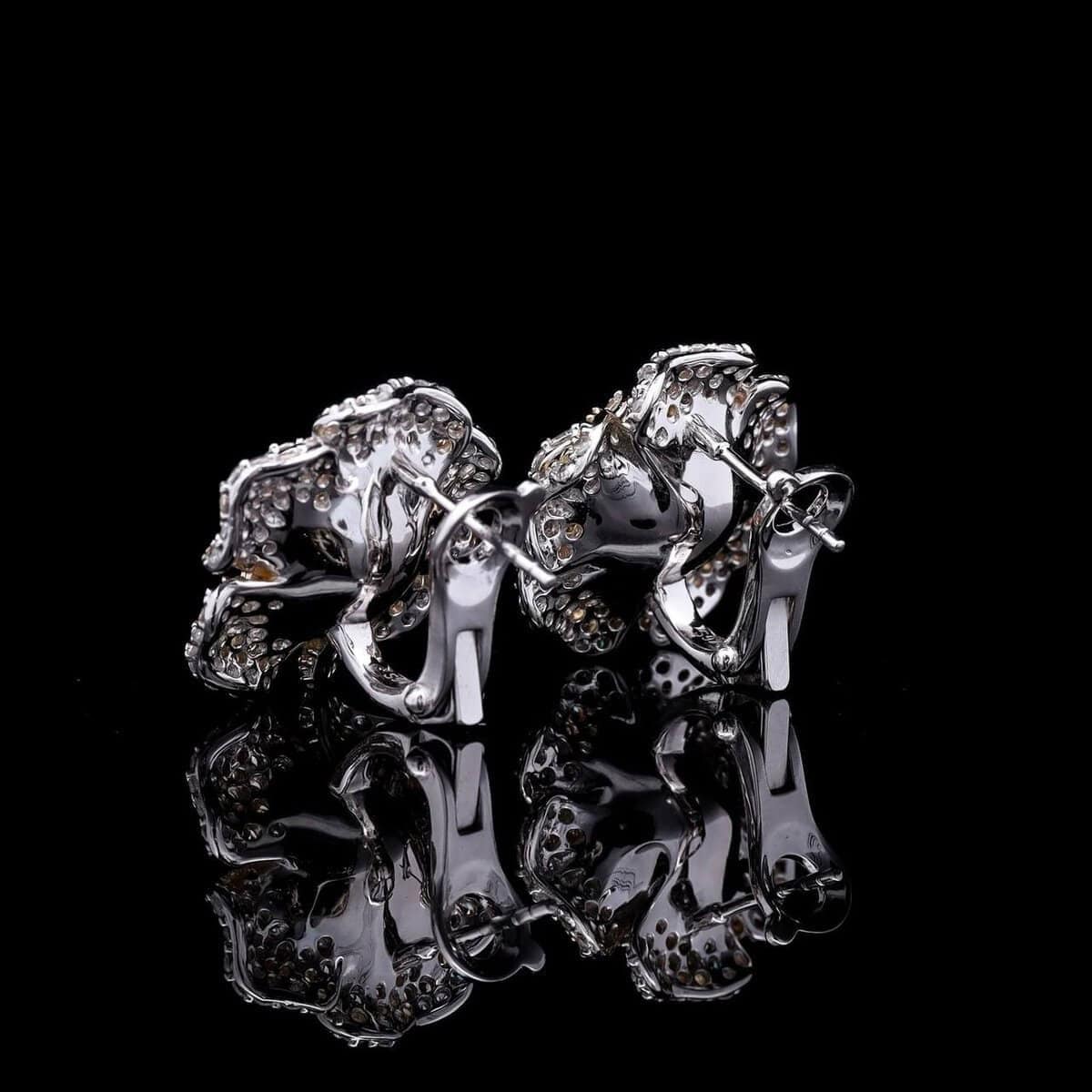 Omnia Pink Rose Stud Earrings with High-Quality Simulated Diamonds in 92.5 Silver - OMNIASTORES UAE