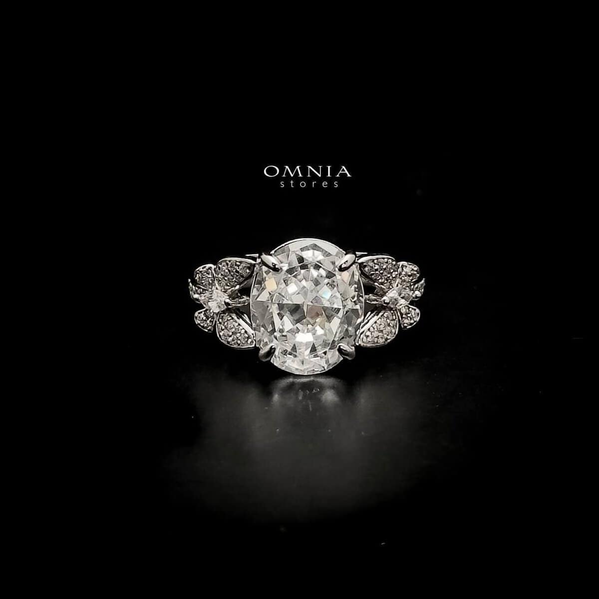Omnia Maysun Pure White Ring in 92.5 Silver with High Quality Simulated Diamonds - OMNIASTORES UAE