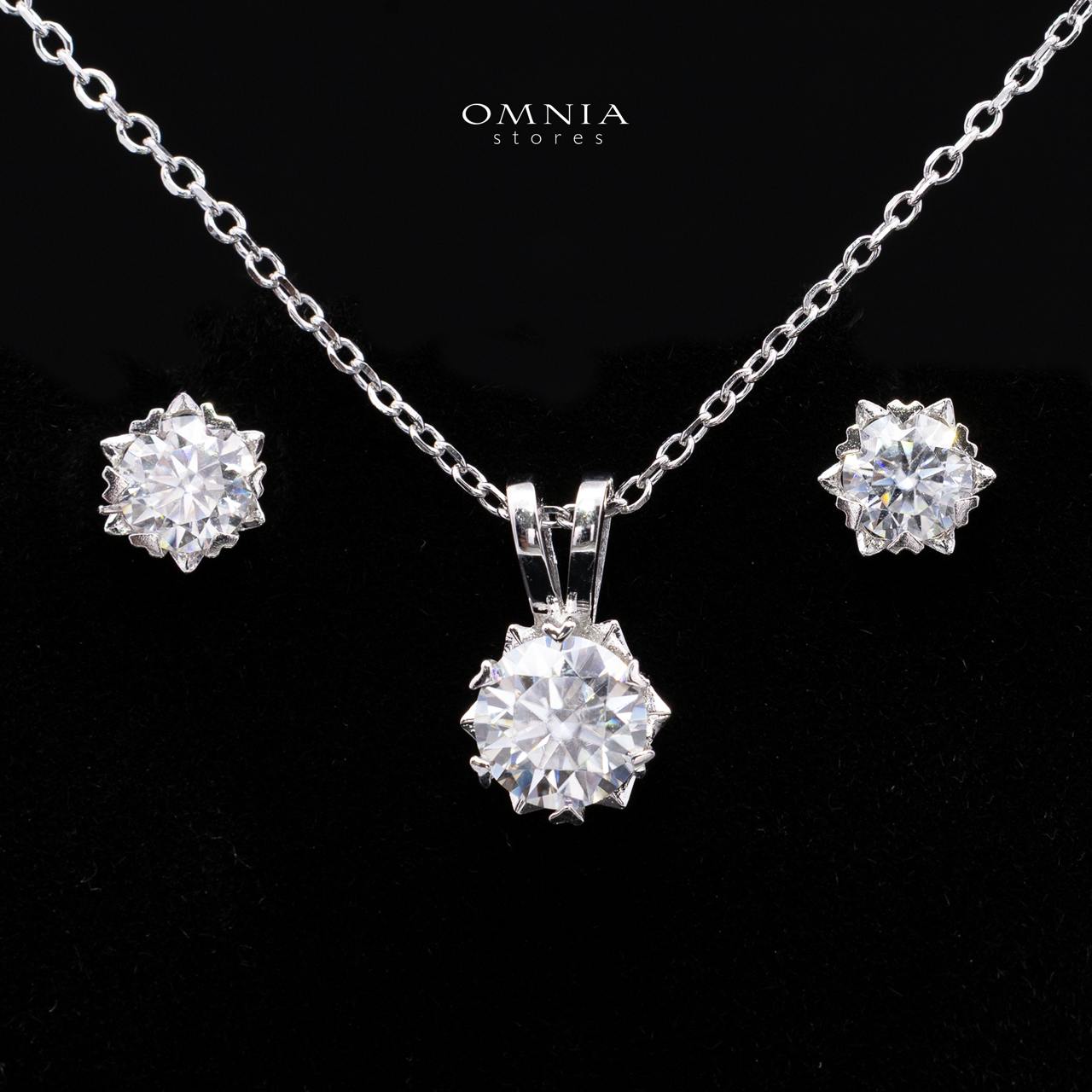 Akiana White Moissanite Necklace and Earrings Set with GRA Certificate – 6.5mm (1ct) in 925 Sterling Silver