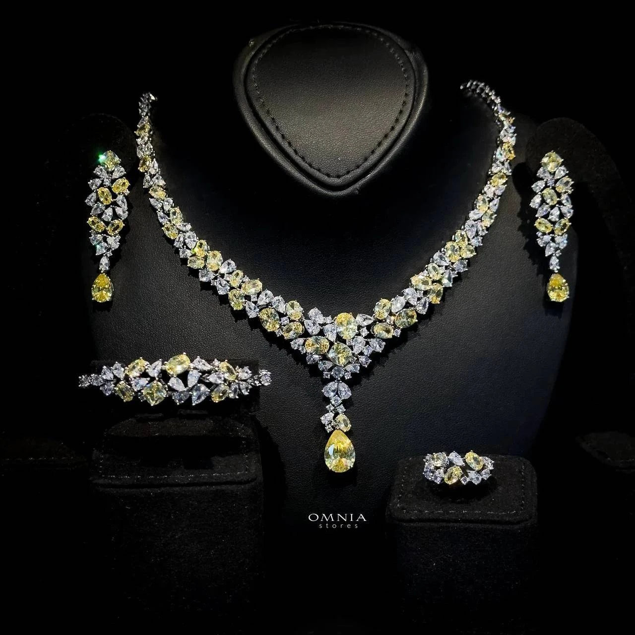 Omnia Reman Yellow Full Set Accessories in High Quality Zircon Stone in Rhodium Plated - OMNIASTORES UAE