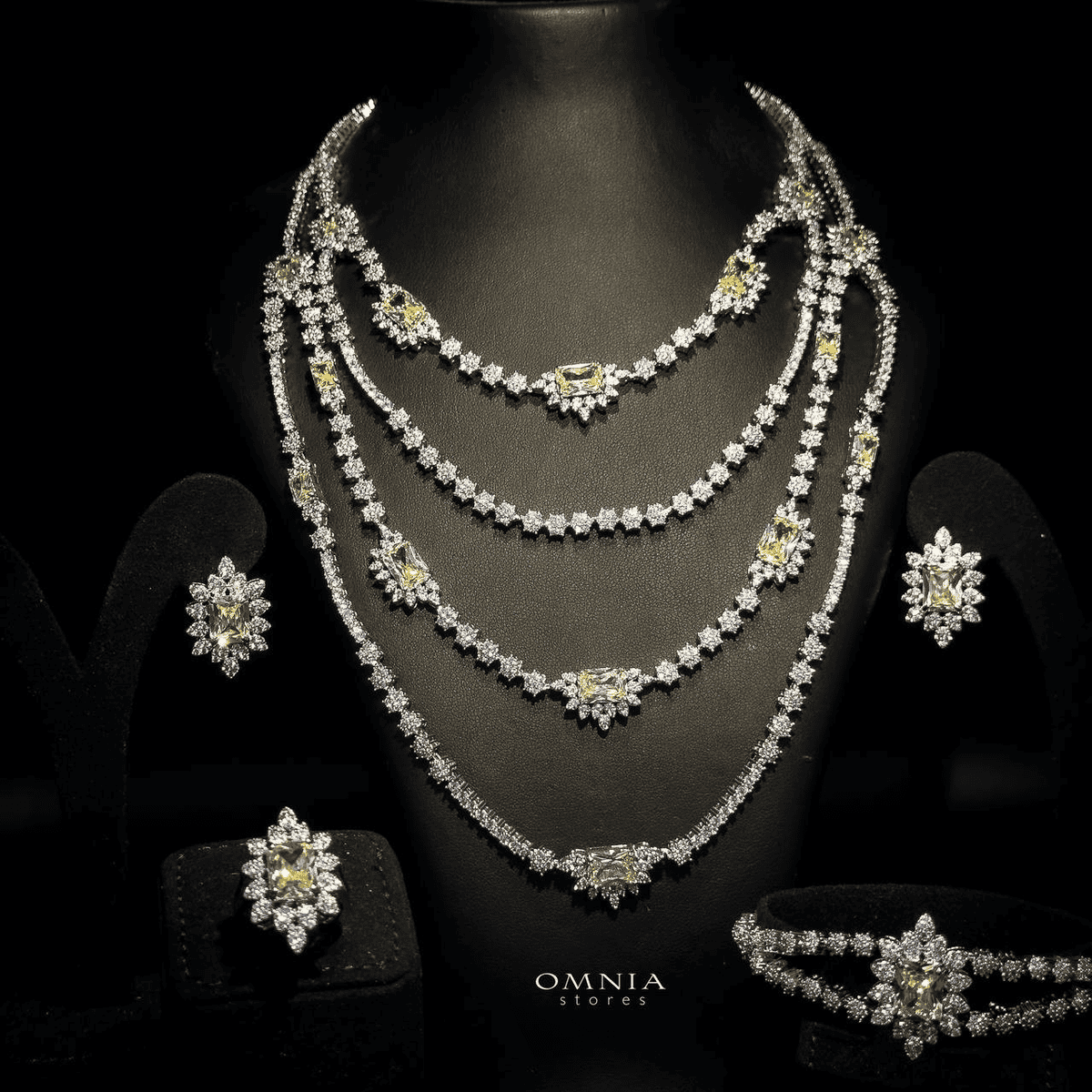 Omnia Blair Yellow Bridal Full Set High Quality Simulated Diamonds - OMNIASTORES UAE