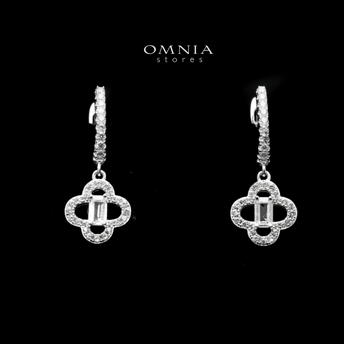 Omnia Amna White Earrings in 92.5 Silver High Quality Simulated diamonds - OMNIASTORES UAE
