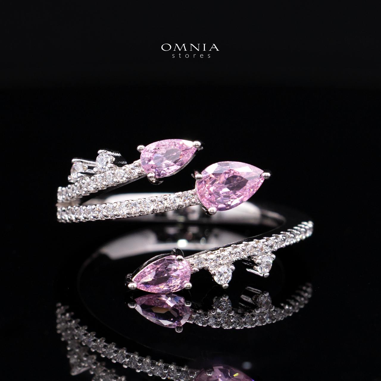 Yuliana Luxury Pink Bridal Full Set with High-Quality Premium Zircon Stones, Rhodium-Plated