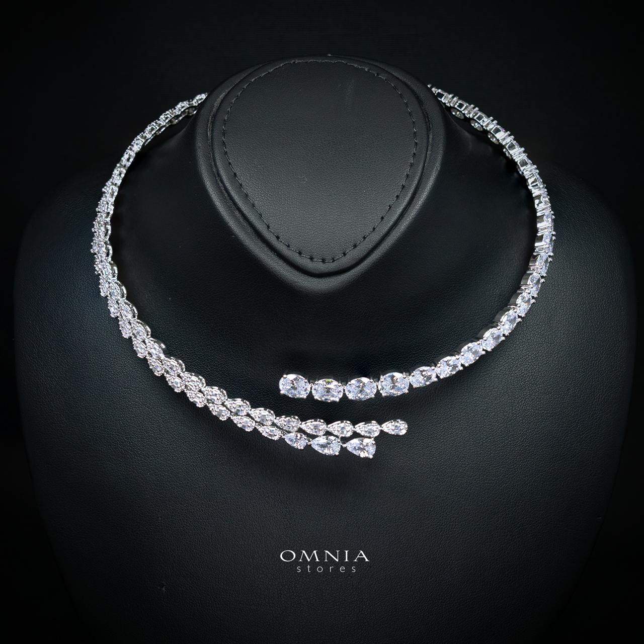 Janelle Elegant White Drop Bridal Full Set with High-Quality Premium Zircon Stones, Rhodium-Plated Finish