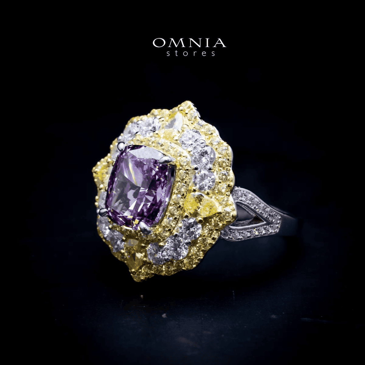 Omnia Maliya Purple Ring in 92.5 Silver High Quality Simulated Diamonds - OMNIASTORES UAE