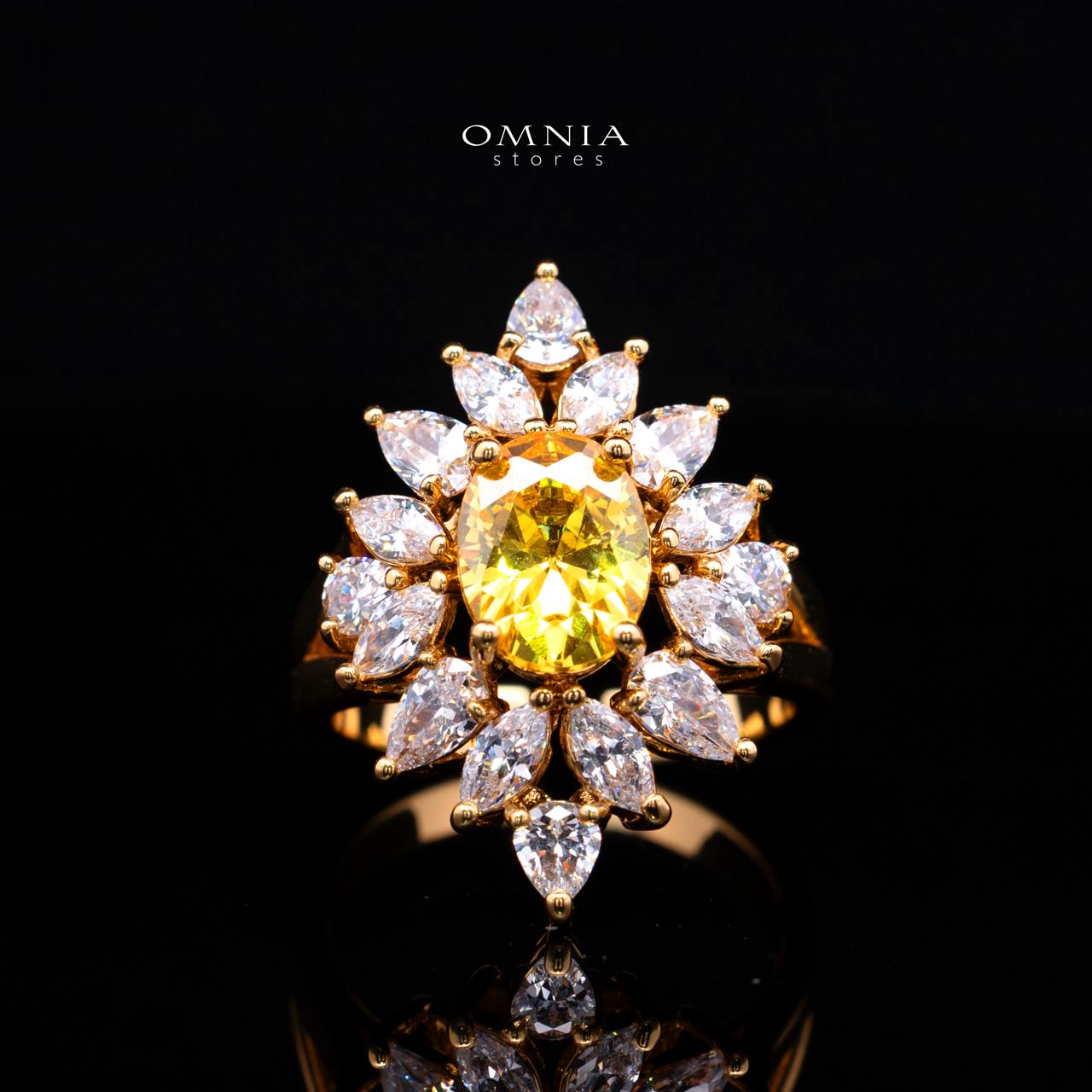Omnia Dema Gold Luxury Bridal Full Set in High Quality Zircon Stone Rhodium Plated