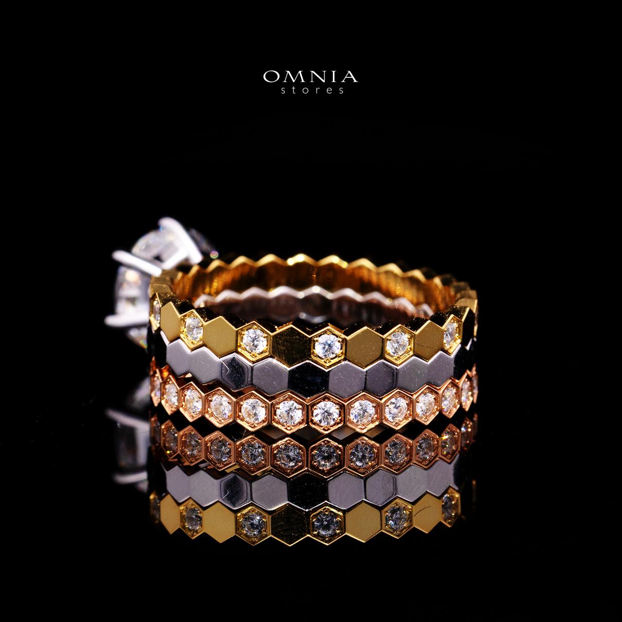 Agnese Tricolor Ring with Certificate | High-Quality Premium Simulated Diamonds in 925 Sterling Silver