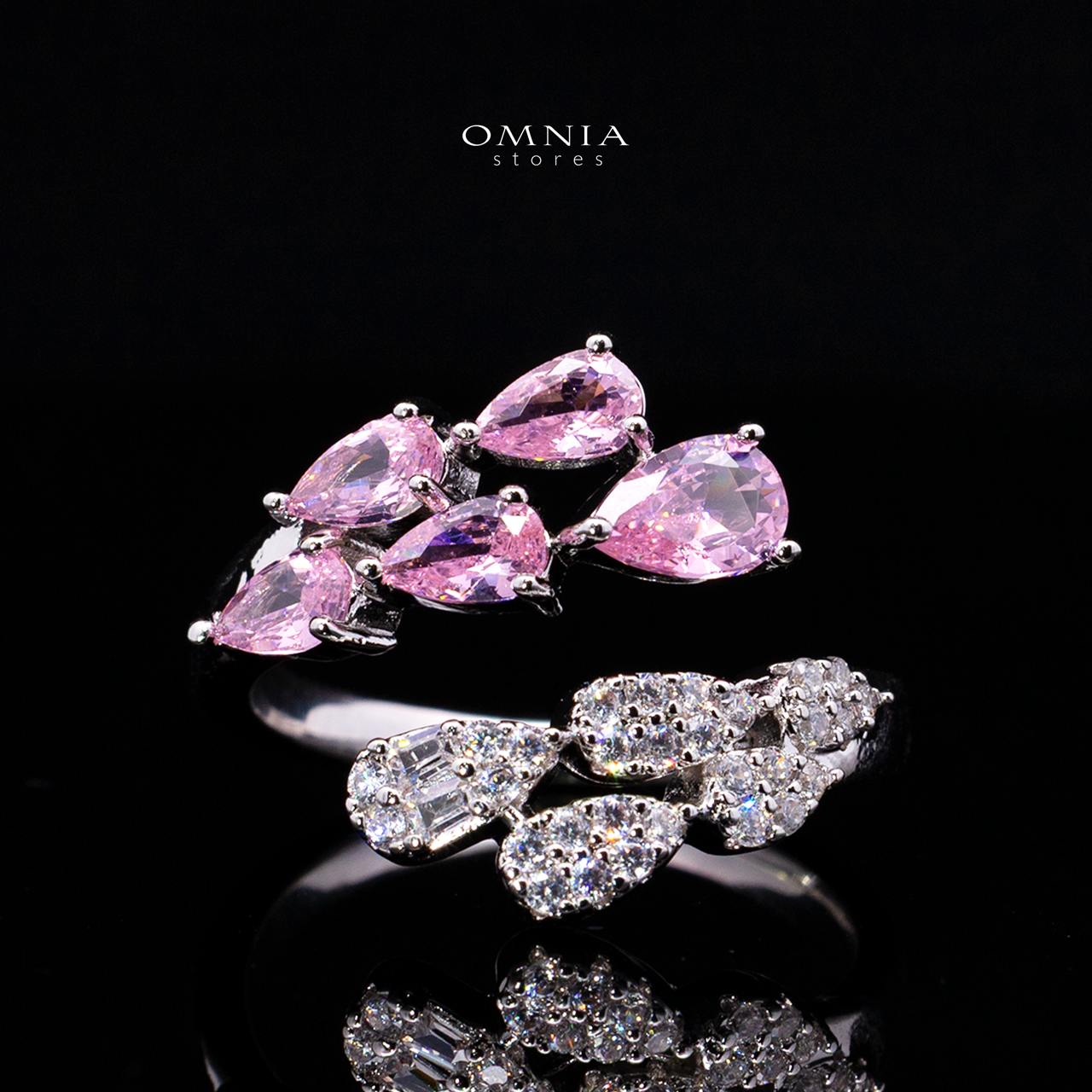 Omnia Senna Luxury Bridal Pink Full Set in High Quality Zircon Stone Rhodium Plated