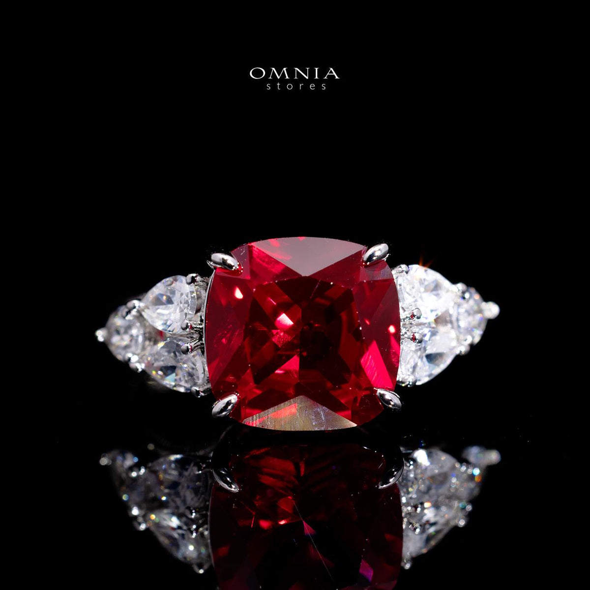 Omnia Nazaha Red Luxury Bridal Full Set In High Quality Zircon Stone Premium Rhodium Plated
