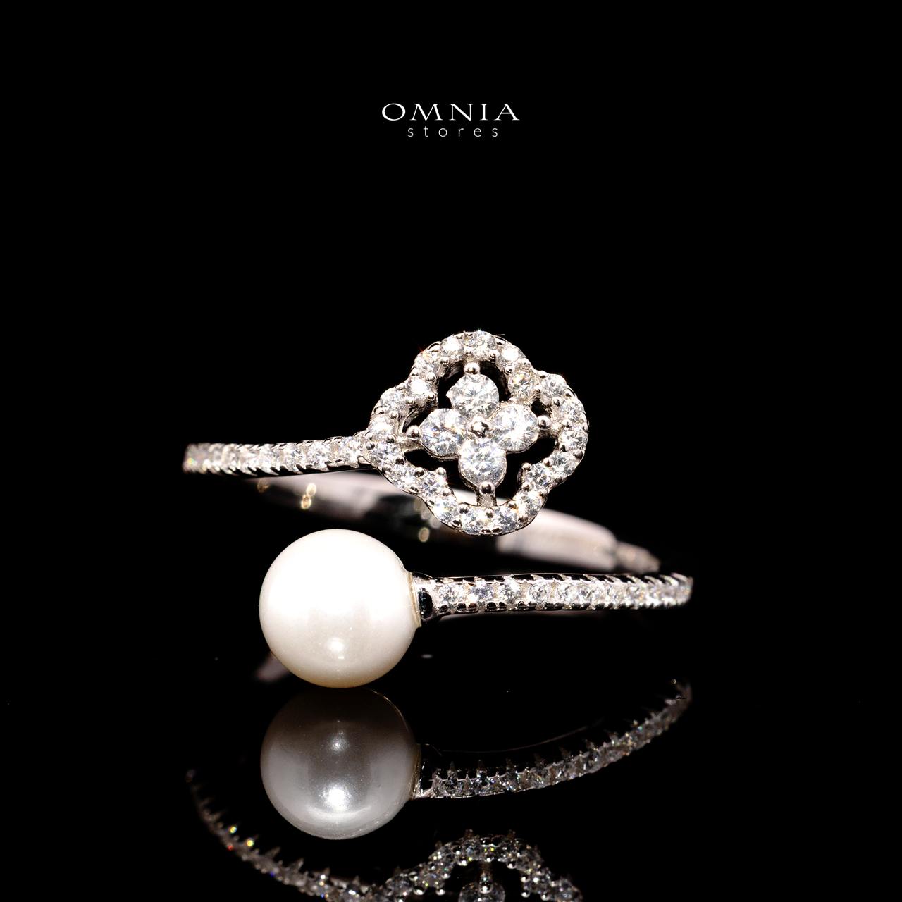 Omnia Sahira Pearl Bridal Full Set in 925 Silver with High-Quality White Zircon Stones