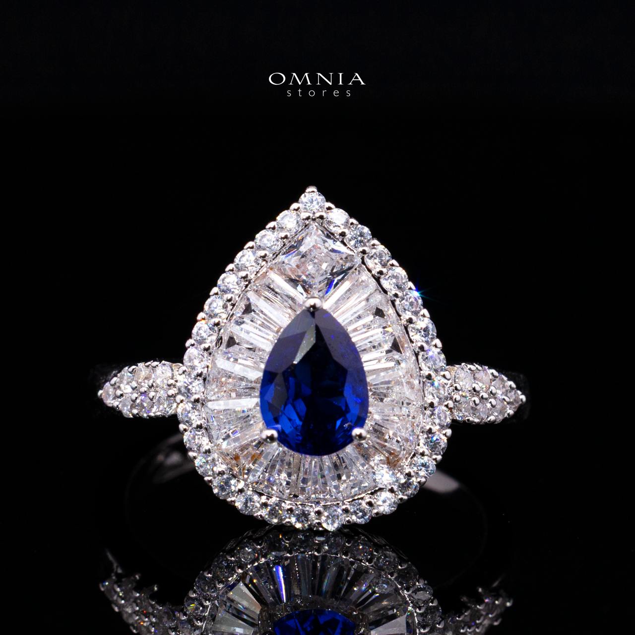 Valerie Blue Luxury Bridal Full Set in High-Quality Rhodium-Plated Finish with Premium Zircon Stones