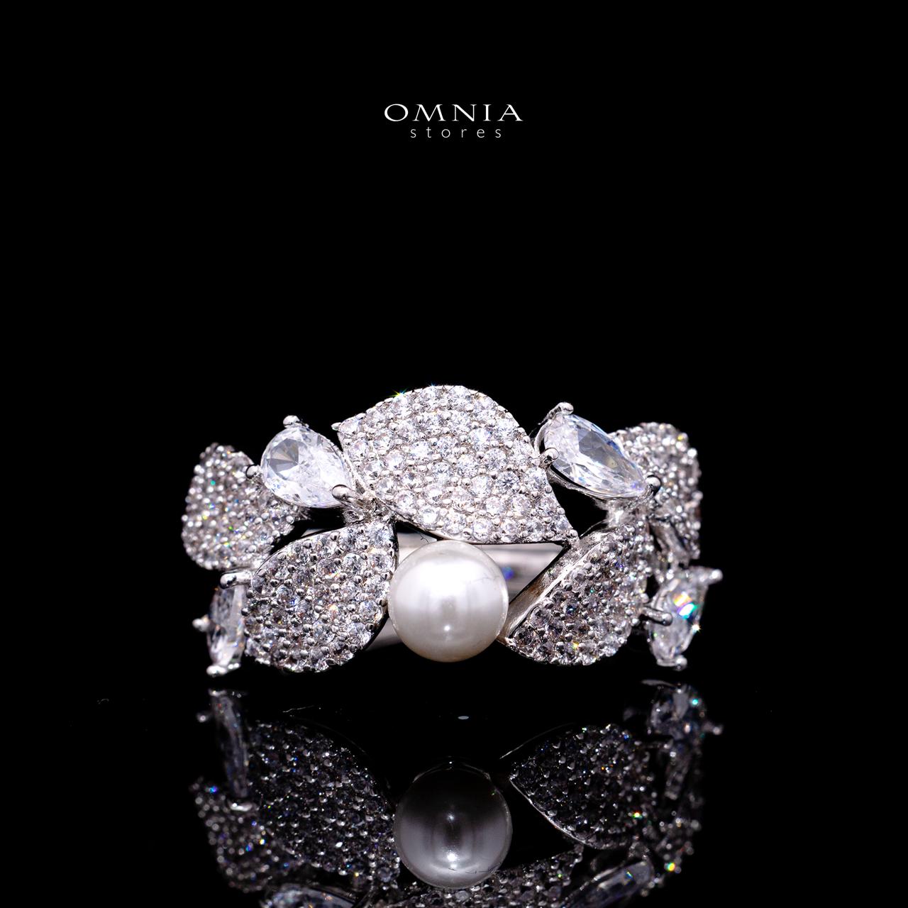 Radwa White Pearl Bridal Full Set with High-Quality Simulated Diamonds – Rhodium Plated