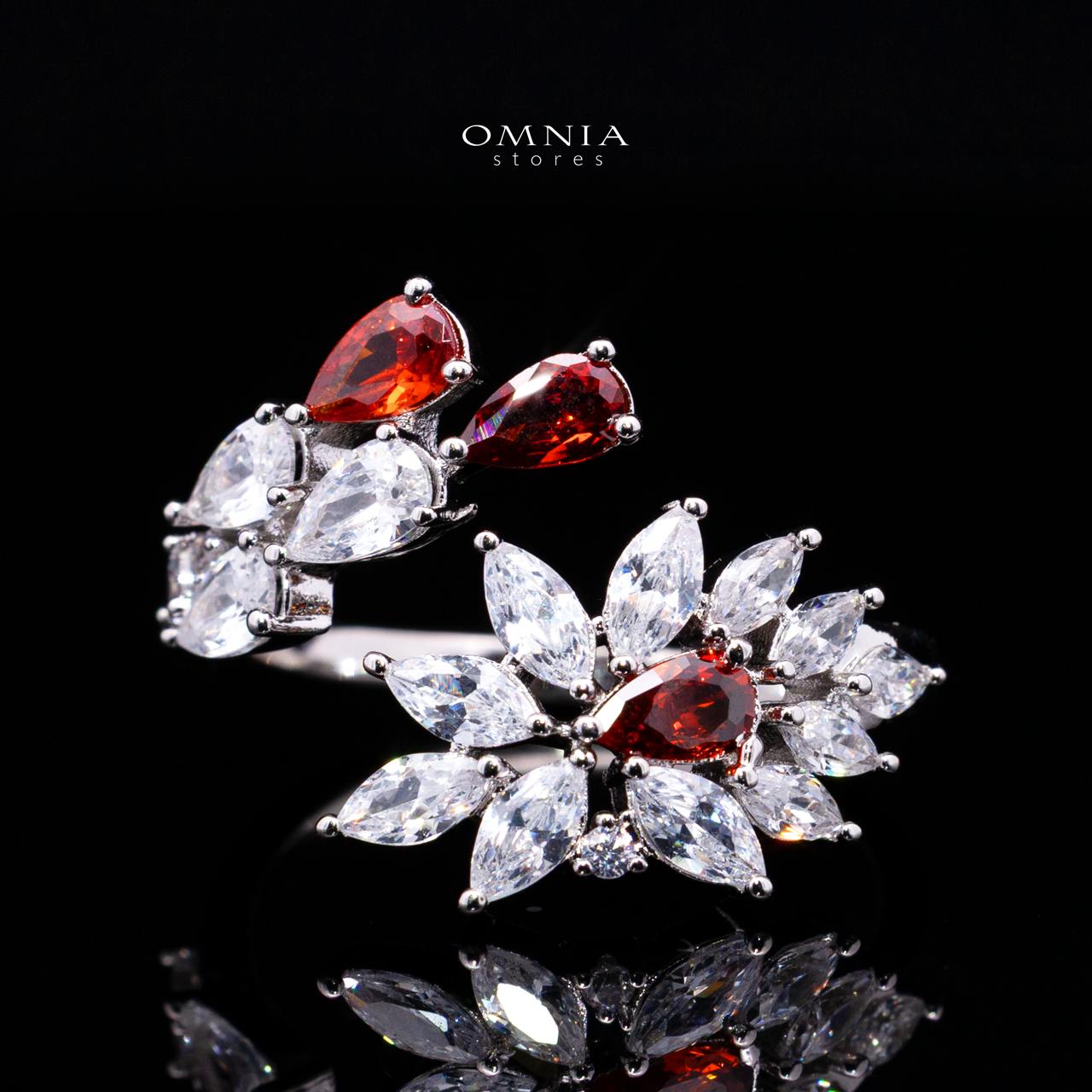 Omnia Rahaf Red Bridal Full Set Accessories in High Quality Zircon Stone Rhodium Plated