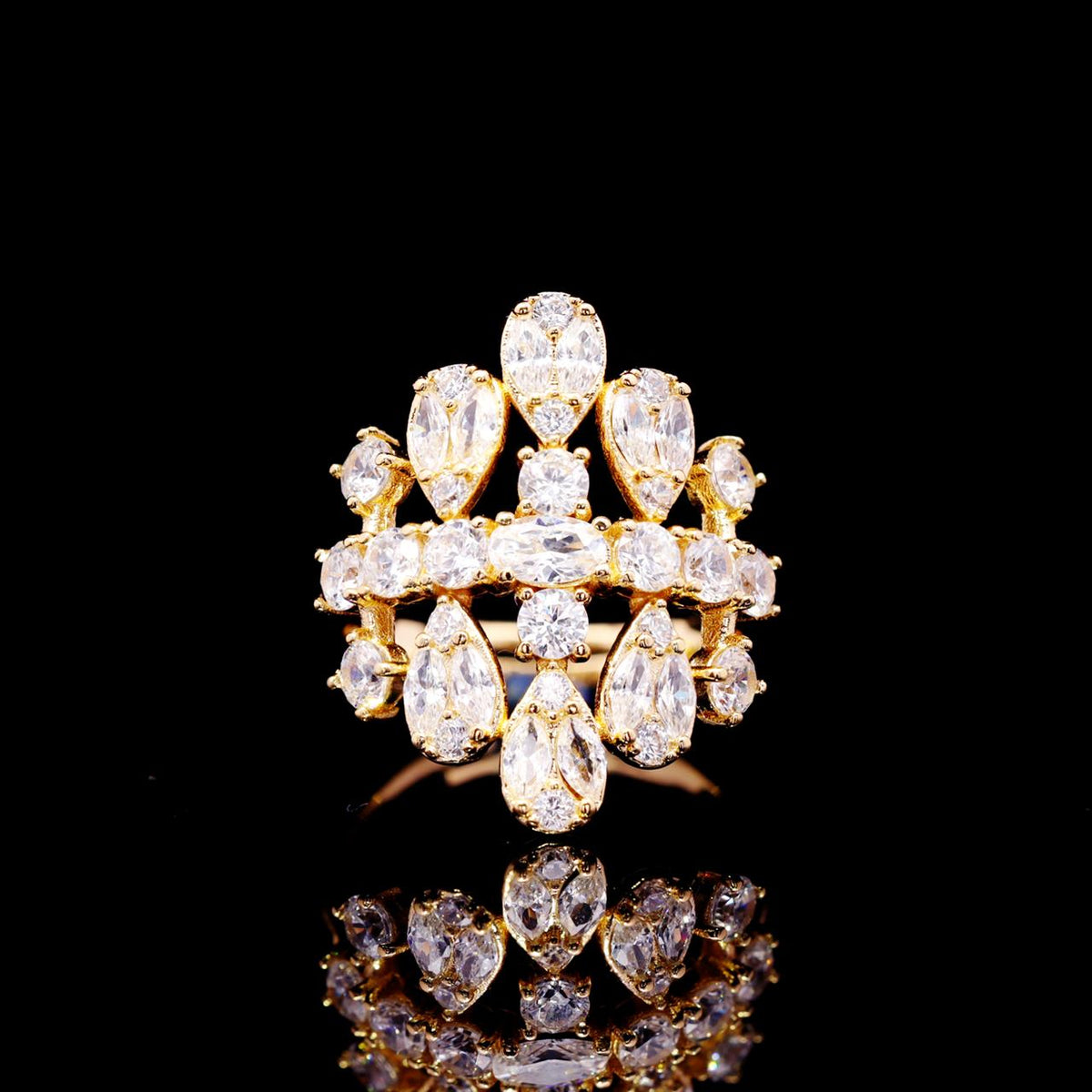 Omnia Minerva Gold Luxury Bridal Full Set Accessories in High Quality Zircon Stone in Rhodium Plated
