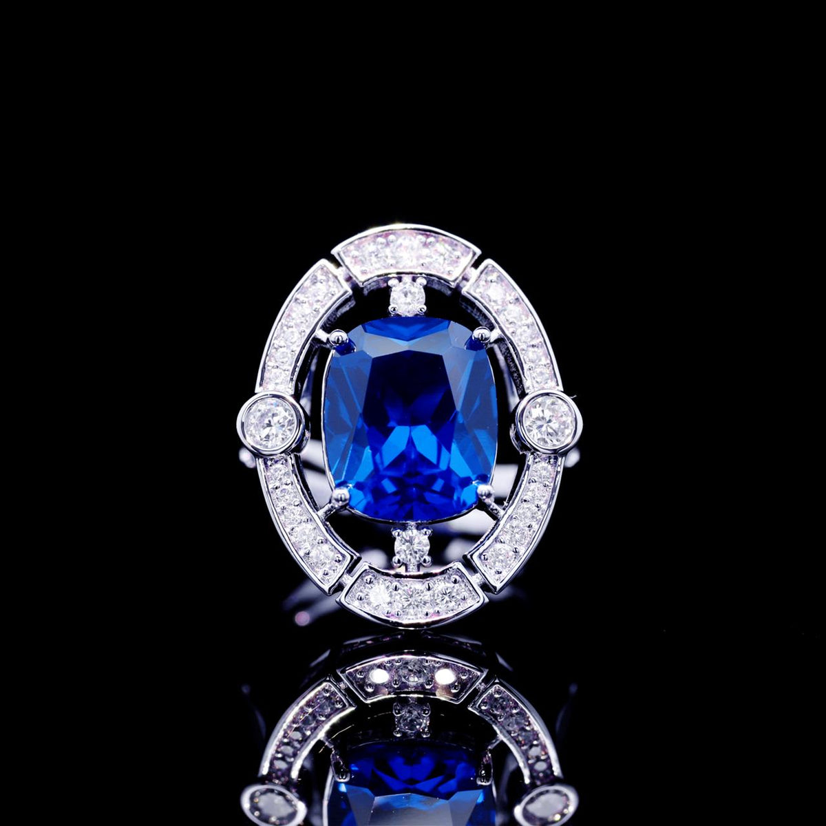Liah Blue Luxury Bridal Full Set with High-Quality Zircon Stones Premium Rhodium Plating