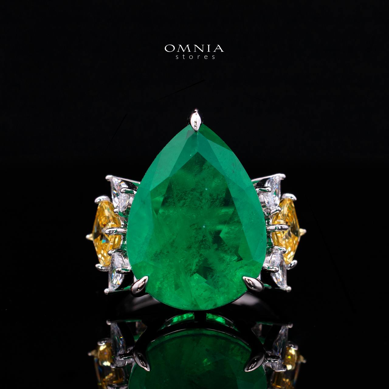 Seliora Yellow and Green Luxury Bridal Full Set with High-Quality Simulated Diamonds and Rhodium Plating