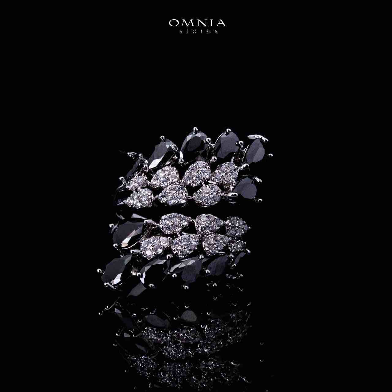 Omnia Amrah Luxury Bridal White and Black Full Set in High Quality Zircon Stone Rhodium Plated
