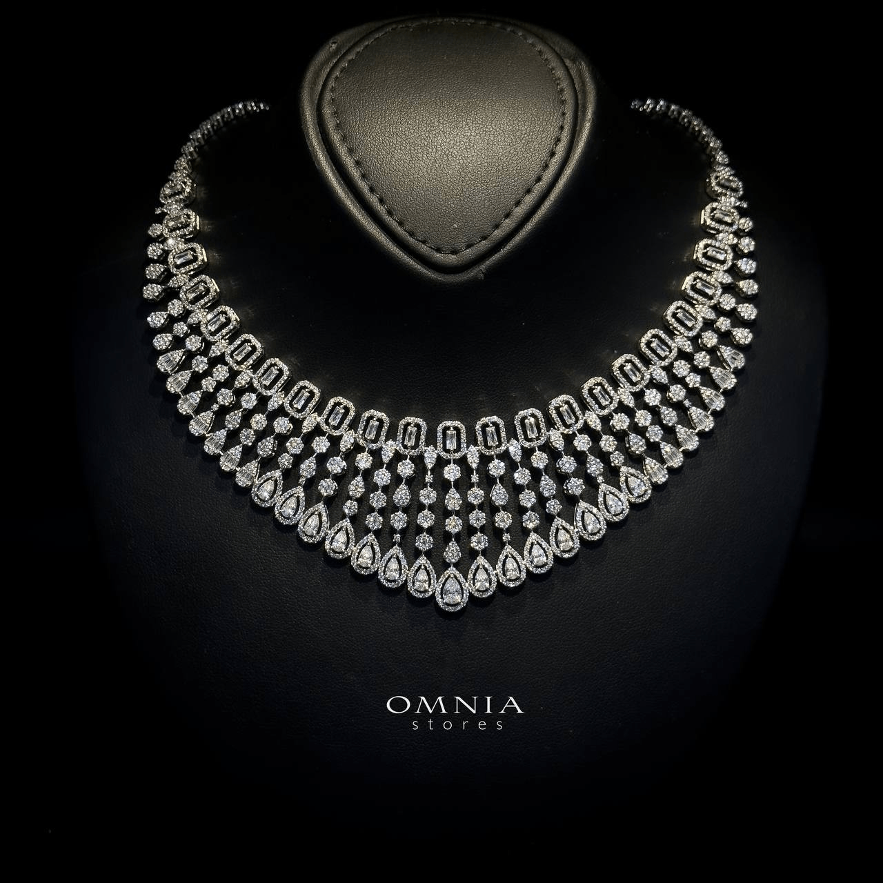 Omnia Latifa Bridal Full Set Accessories in High Quality Zircon Stone Rhodium Plated - OMNIASTORES UAE