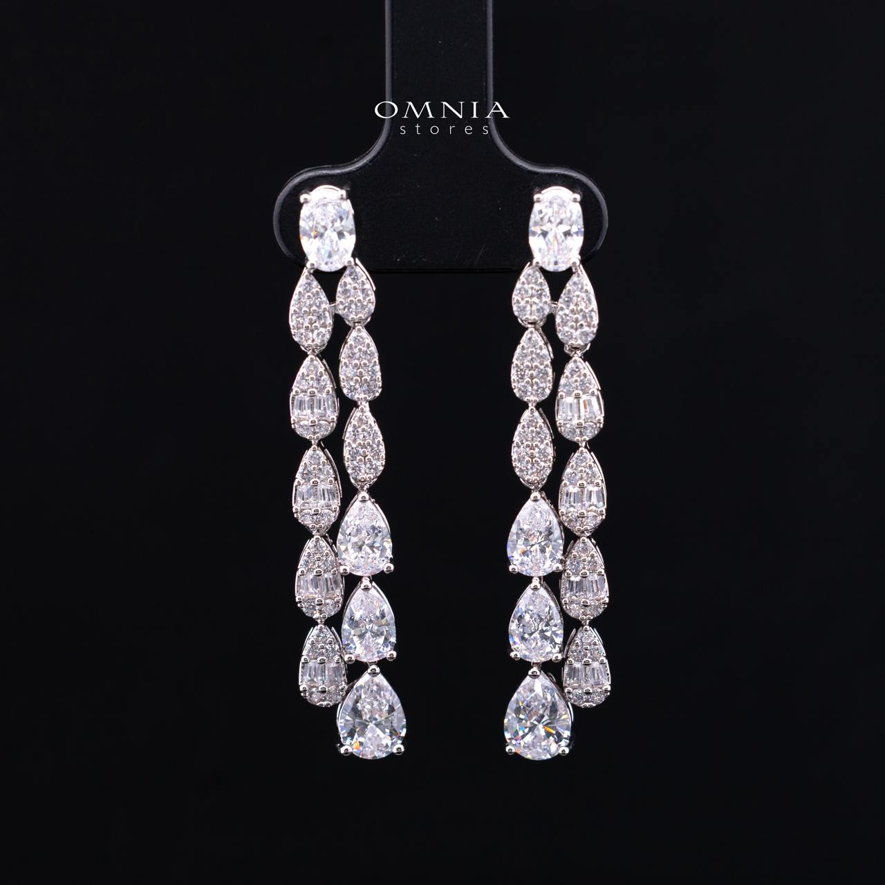 Janelle Elegant White Drop Bridal Full Set with High-Quality Premium Zircon Stones, Rhodium-Plated Finish