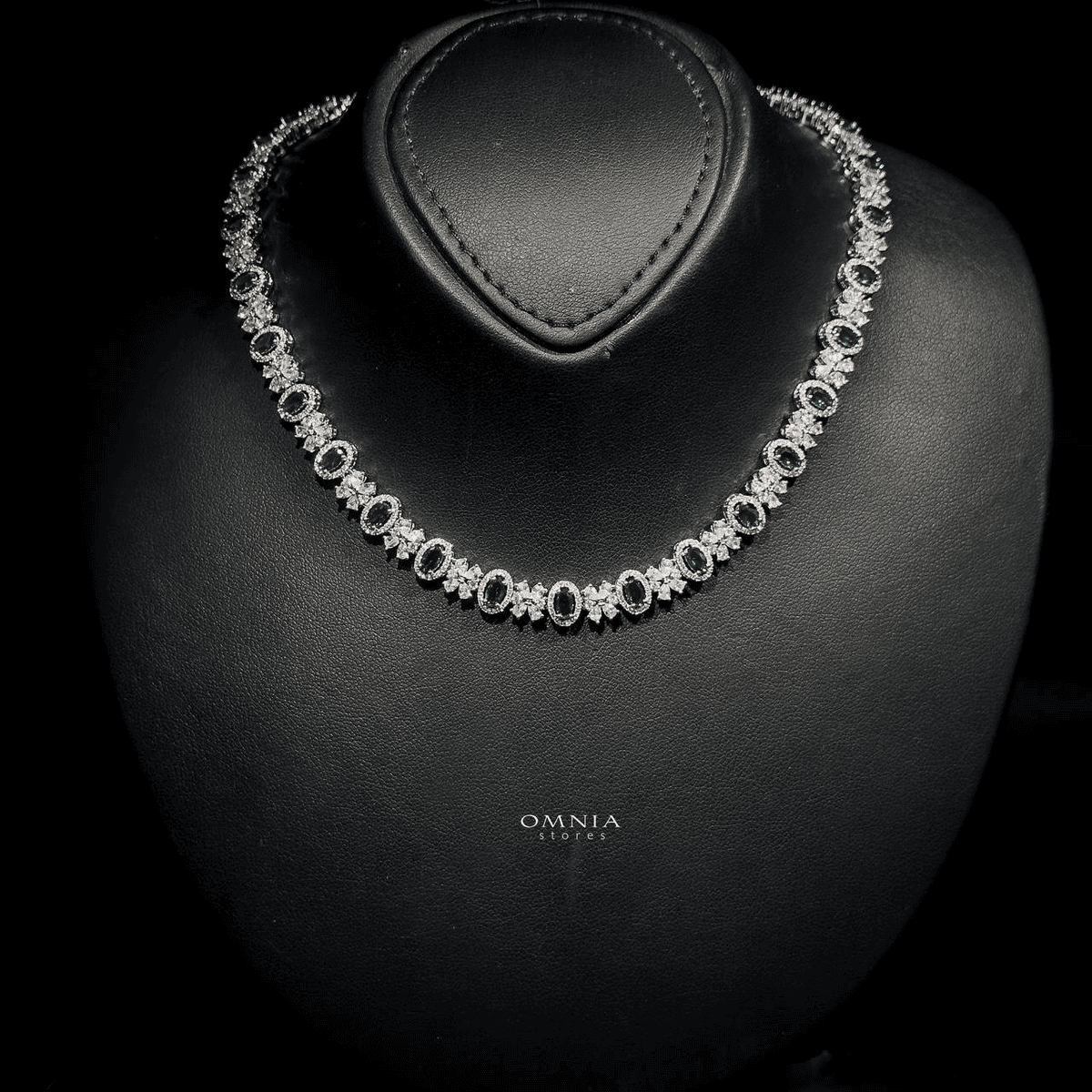 Omnia Mira Green Bridal Full Set in High Quality Zircon Stone Rhodium Plated - OMNIASTORES UAE
