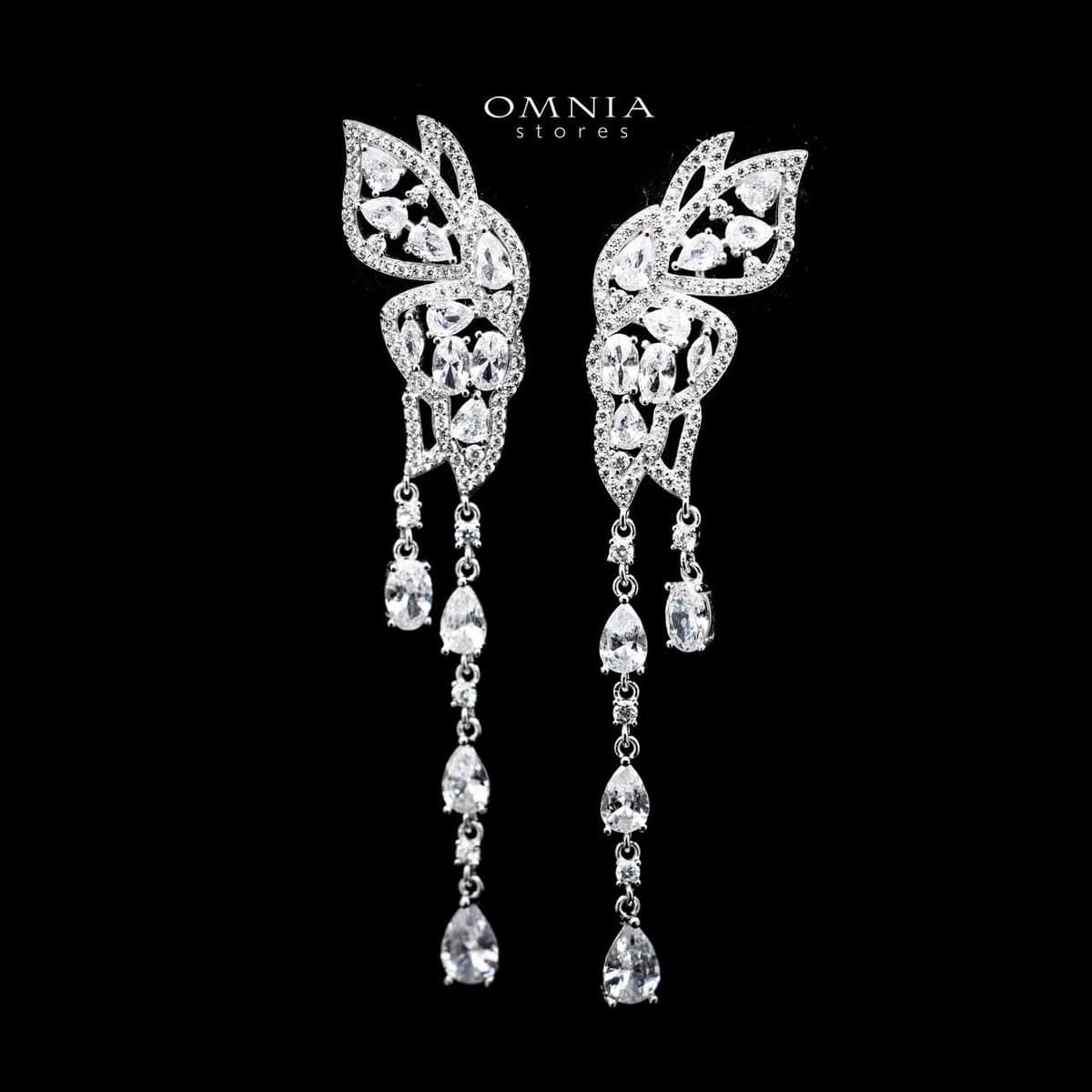 Omnia Butterfly Drop Earrings in 92.5 Silver With High Quality Moissanite Stone - OMNIASTORES UAE