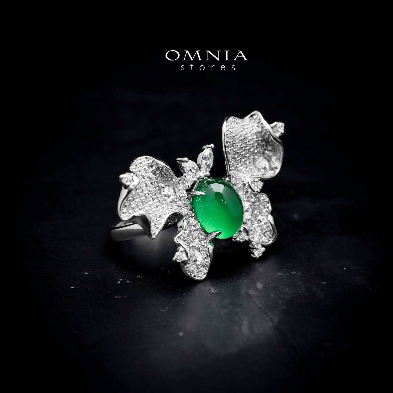Omnia Dana Butterfly Ring in 92.5 Silver High Quality Simulated Diamonds - OMNIASTORES UAE