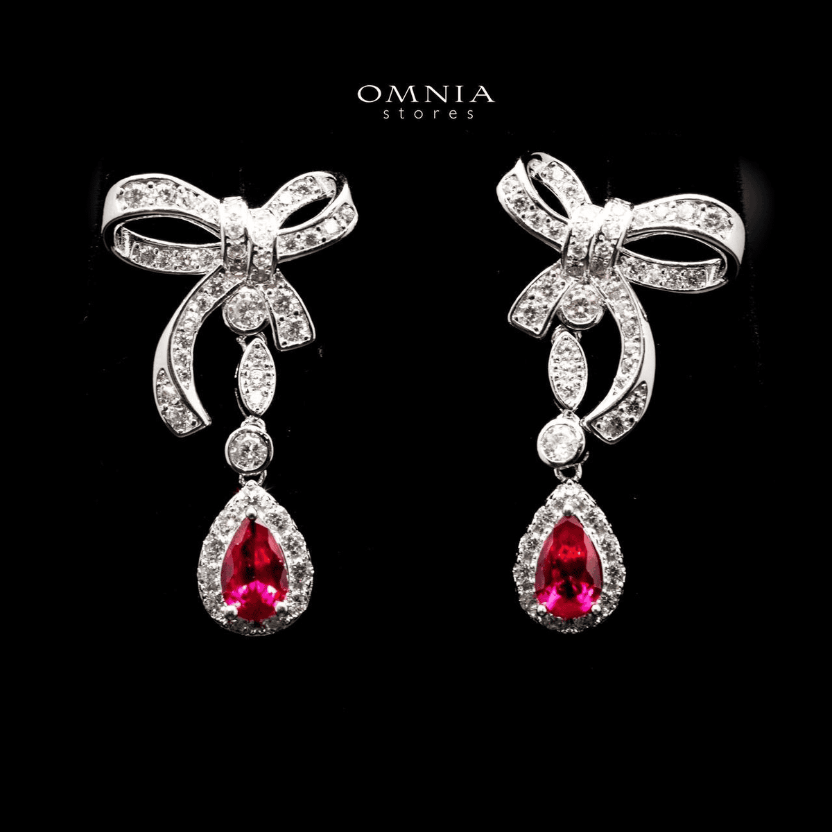 Omnia Amalia Earrings in 925 Silver In High Quality Simulated diamonds - OMNIASTORES UAE