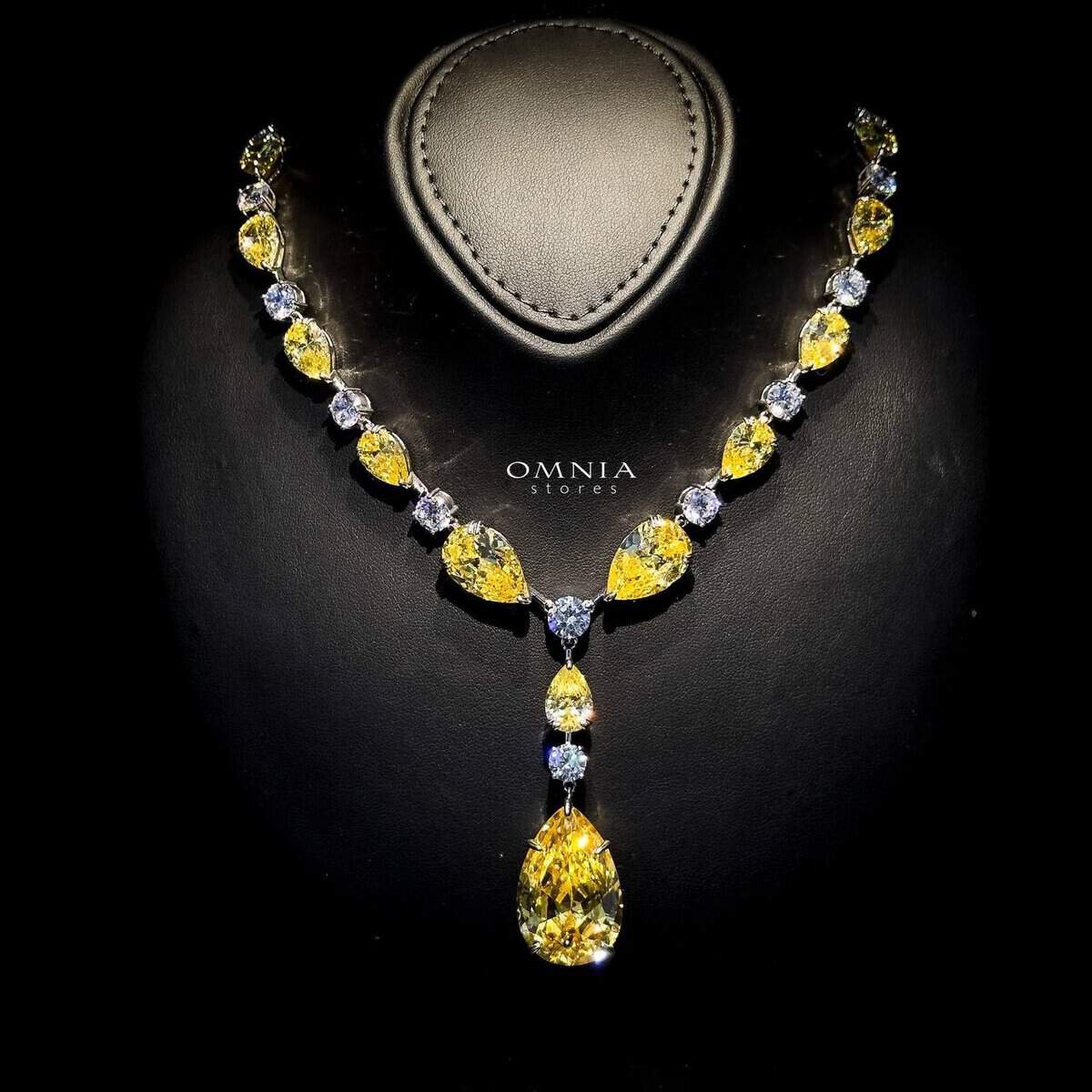 Omnia Isabella Yellow Necklace in 92.5 Silver with High Quality Simulated Diamonds - OMNIASTORES UAE