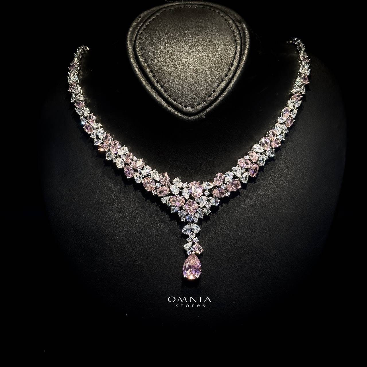 Omnia Reman Pink Full Set in High Quality Zircon Stone in Rhodium Plated - OMNIASTORES UAE