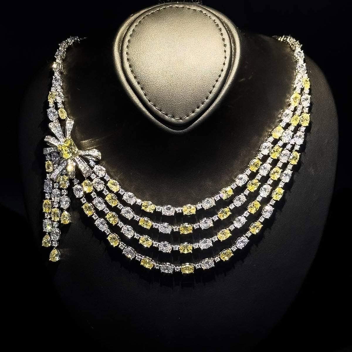 Omnia Mawada Yellow Bridal Full Set with Elegant Bow-Accent Design and High-Quality Zircon Stones in Rhodium Plated Finish - OMNIASTORES UAE