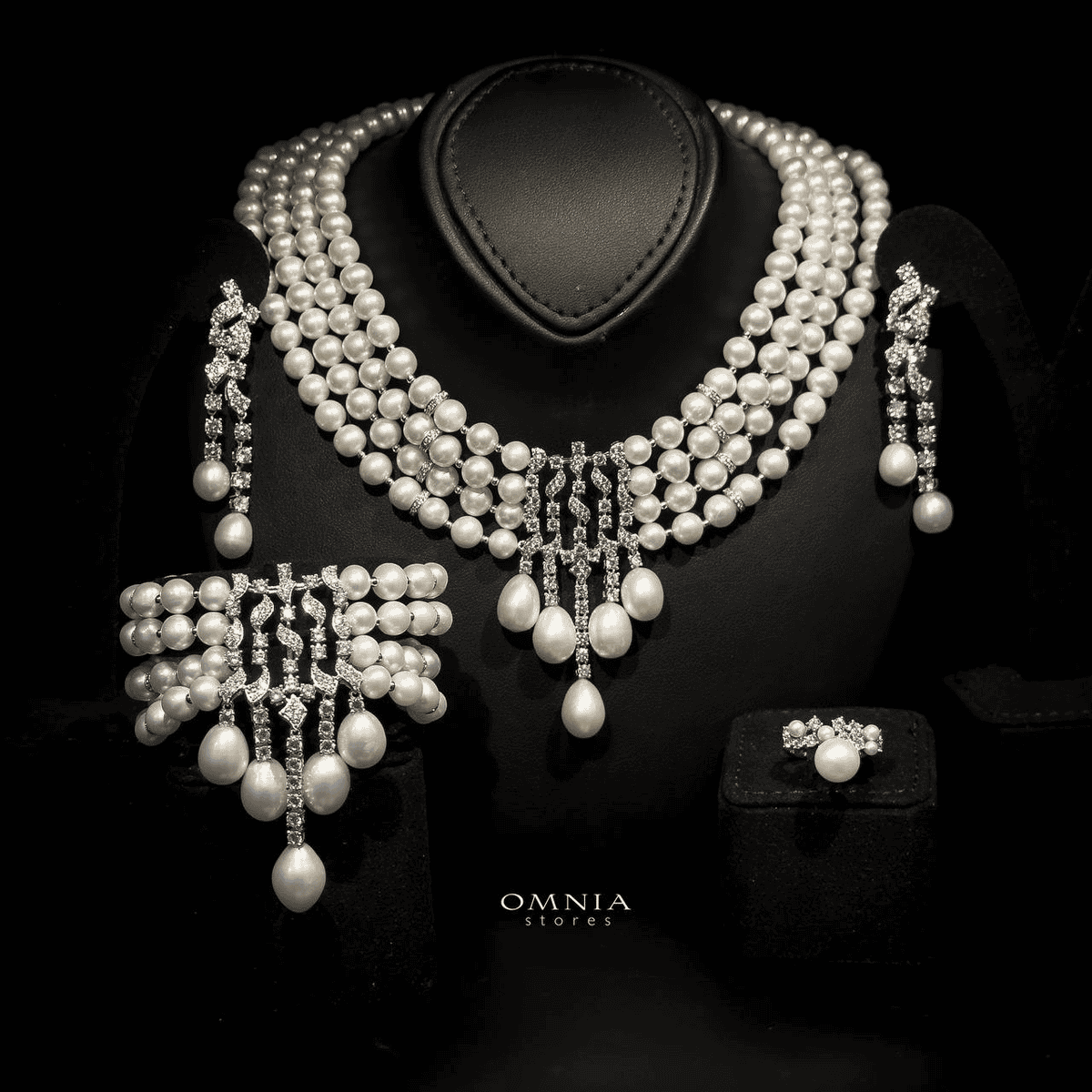 Omnia Behati Fresh Real Water Pearl Set In 925 Silver High Quality Simulated diamonds - OMNIASTORES UAE