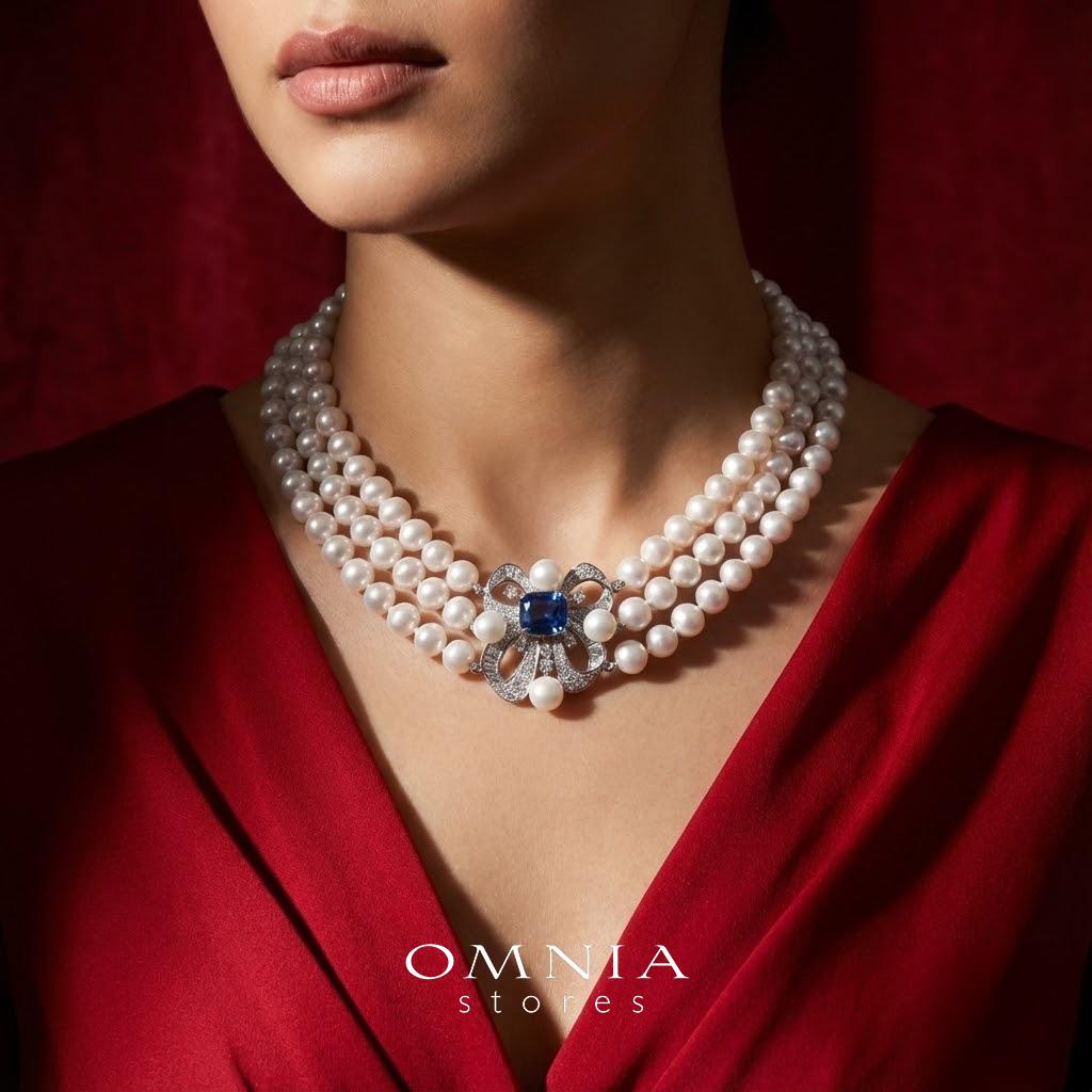 قلادة محبوبة من اللؤلؤ الأزرق من الفضة عيار 925 مرصعة بألماس صناعي عالي الجودة