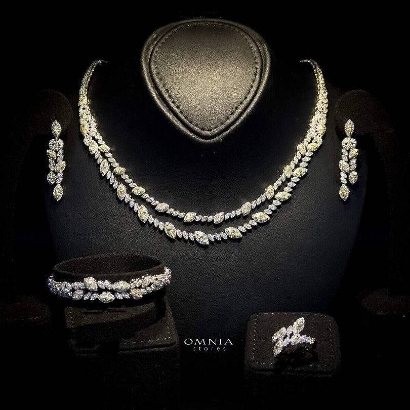 Omnia Nada Yellow Bridal Full Set in High Quality Zircon Stone Rhodium Plated - OMNIASTORES UAE