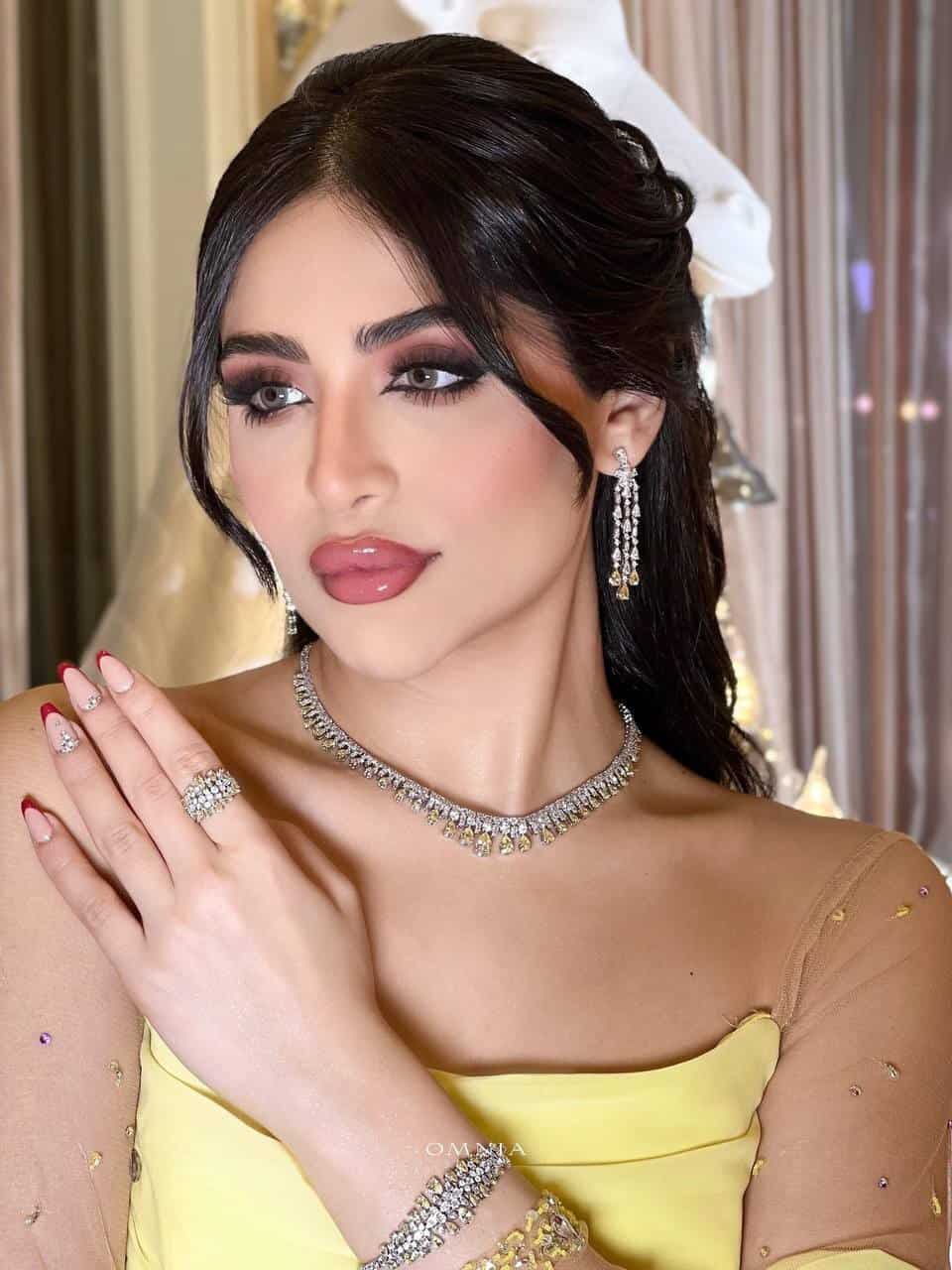 طقم العرائس كامل أمنية نسرين أصفر من حجر الزركون عالي الجودة مطلي بالروديوم