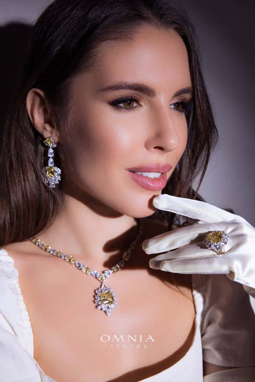 Omnia Ralia Yellow Earrings 92.5 Silver High Quality Simulated diamonds - OMNIASTORES UAE