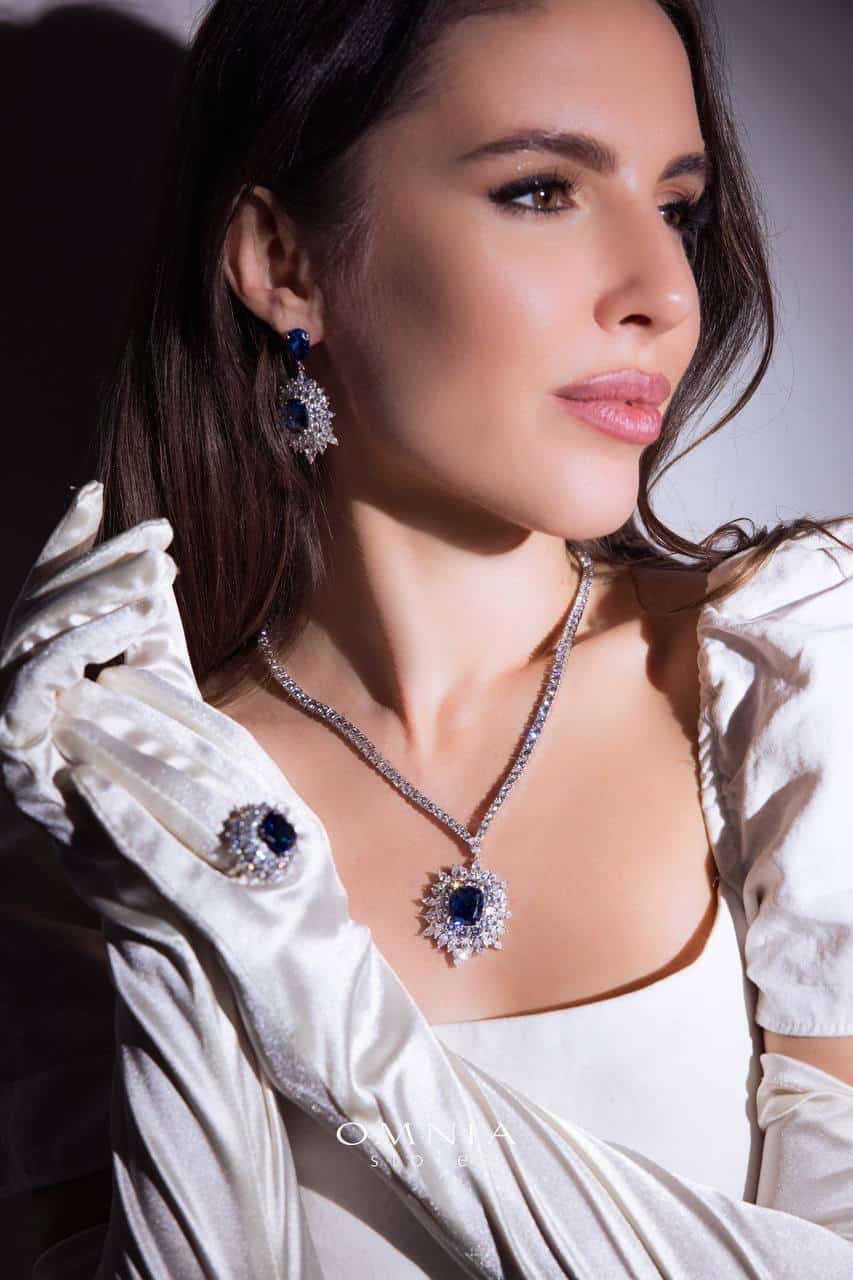 Omnia Thalia Blue Ring 92.5 Pure Silver in High Quality Simulated Diamonds - OMNIASTORES UAE