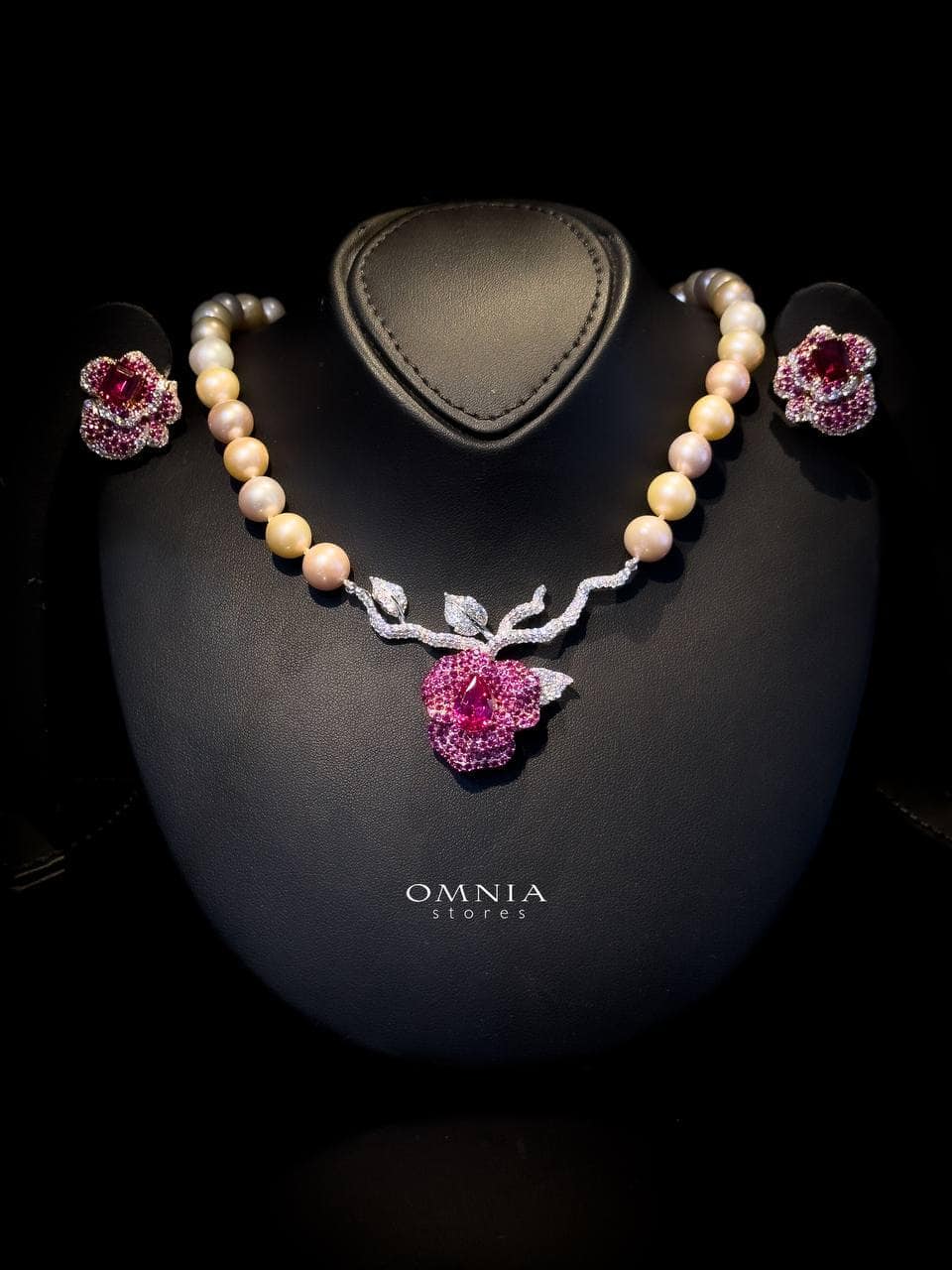 Omnia Masa Fresh Real Water Pearl Set in 925 Silver High Quality Simulated diamonds - OMNIASTORES UAE