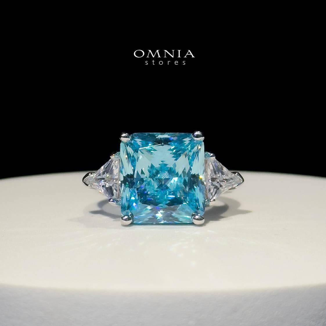Omnia Adelina Sky Blue Ring 92.5 Silver High Quality Simulated diamonds - OMNIASTORES UAE