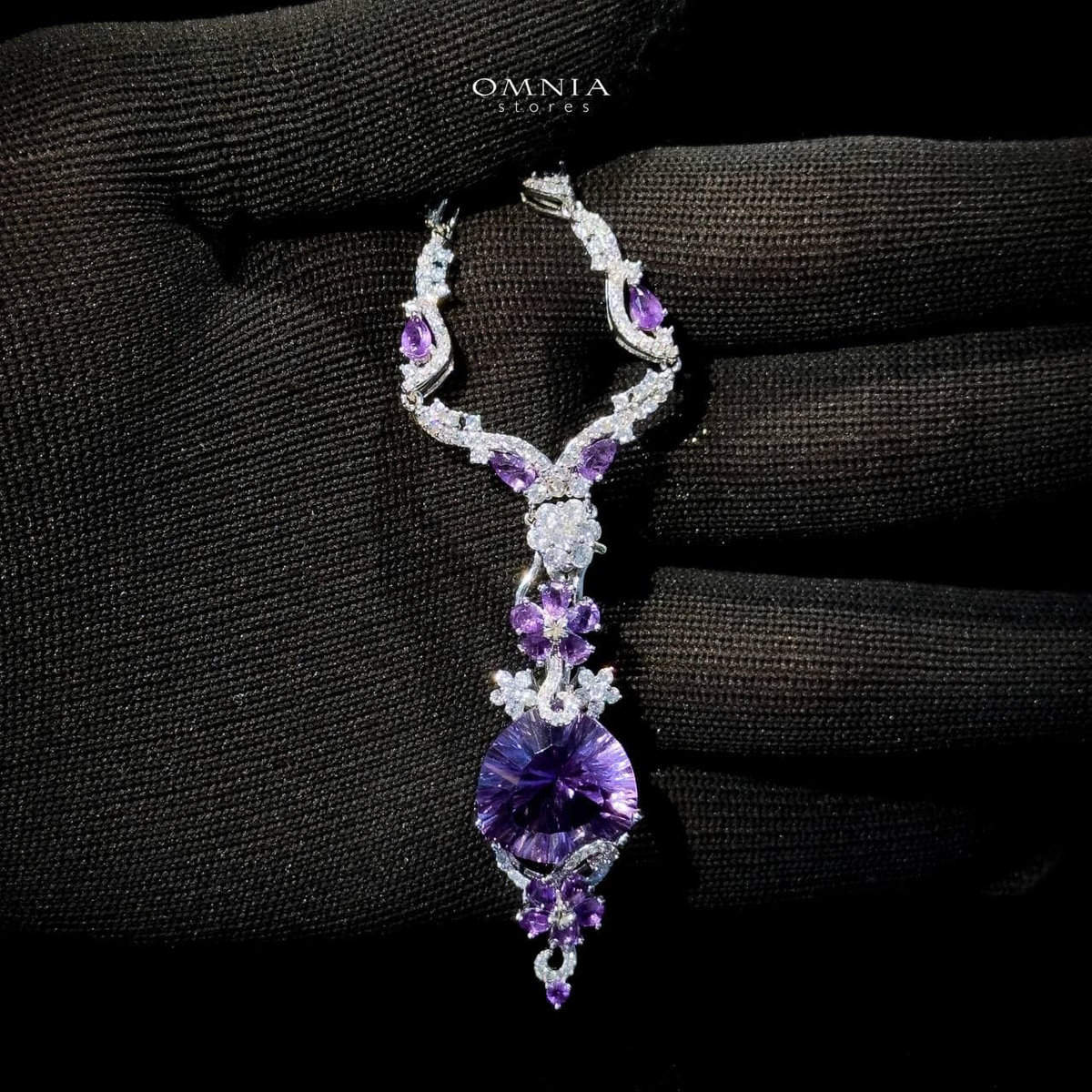 Omnia Hafsa Necklace in 92.5 Silver High Quality Amethyst stone - OMNIASTORES UAE