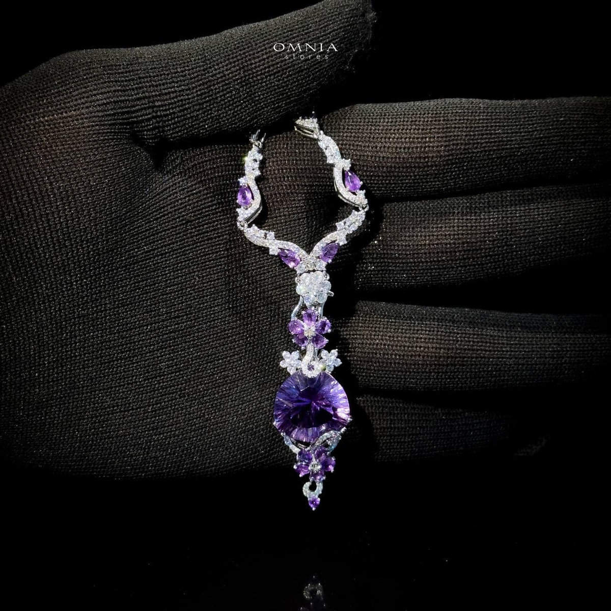 Omnia Hafsa Necklace in 92.5 Silver High Quality Amethyst stone - OMNIASTORES UAE