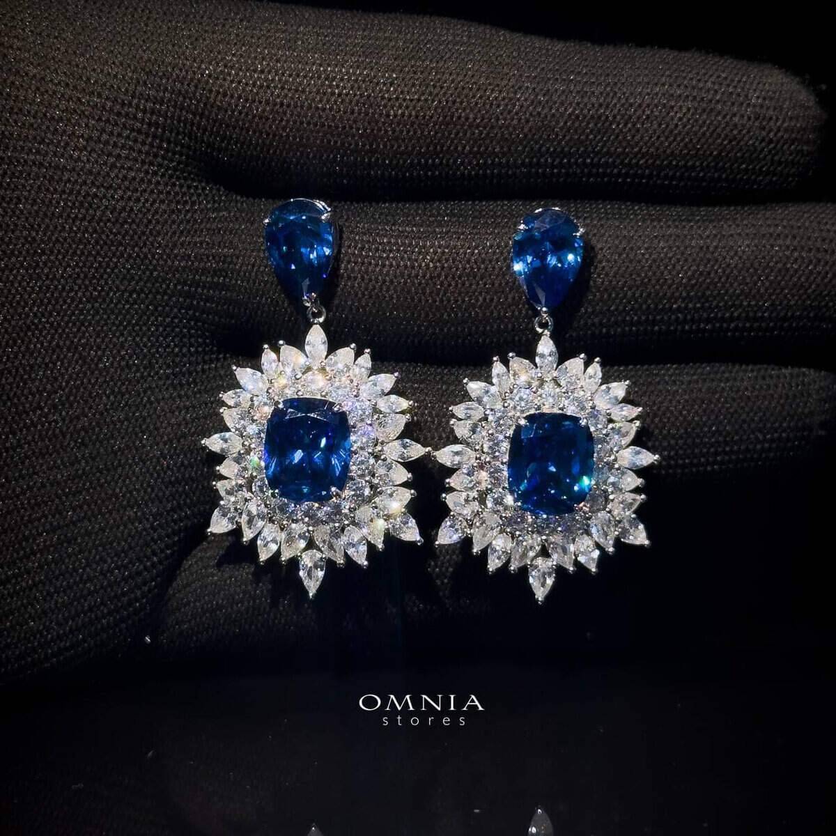 Omnia Thalia Blue Earring in 92.5 Silver High Quality Simulated diamonds - OMNIASTORES UAE